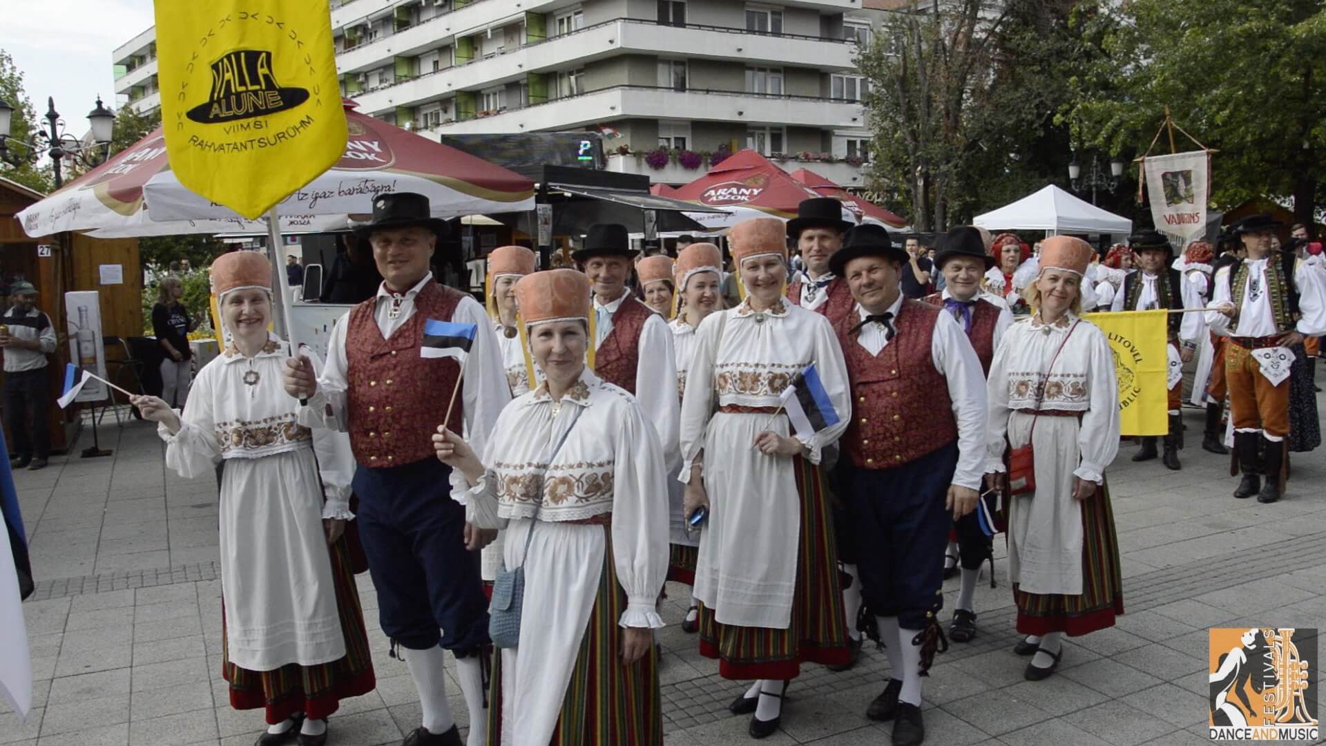 A vibrant folk dance festival in Kecskemét, Hungary.